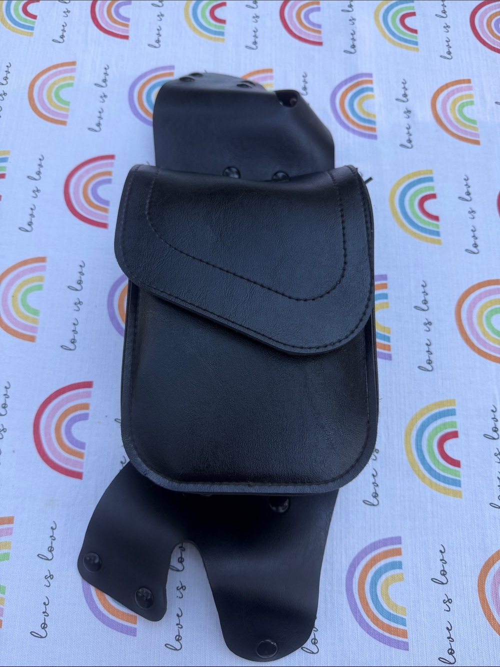 Harley-Davidson Black Leather Saddle Bag Belt Pouch with Flap